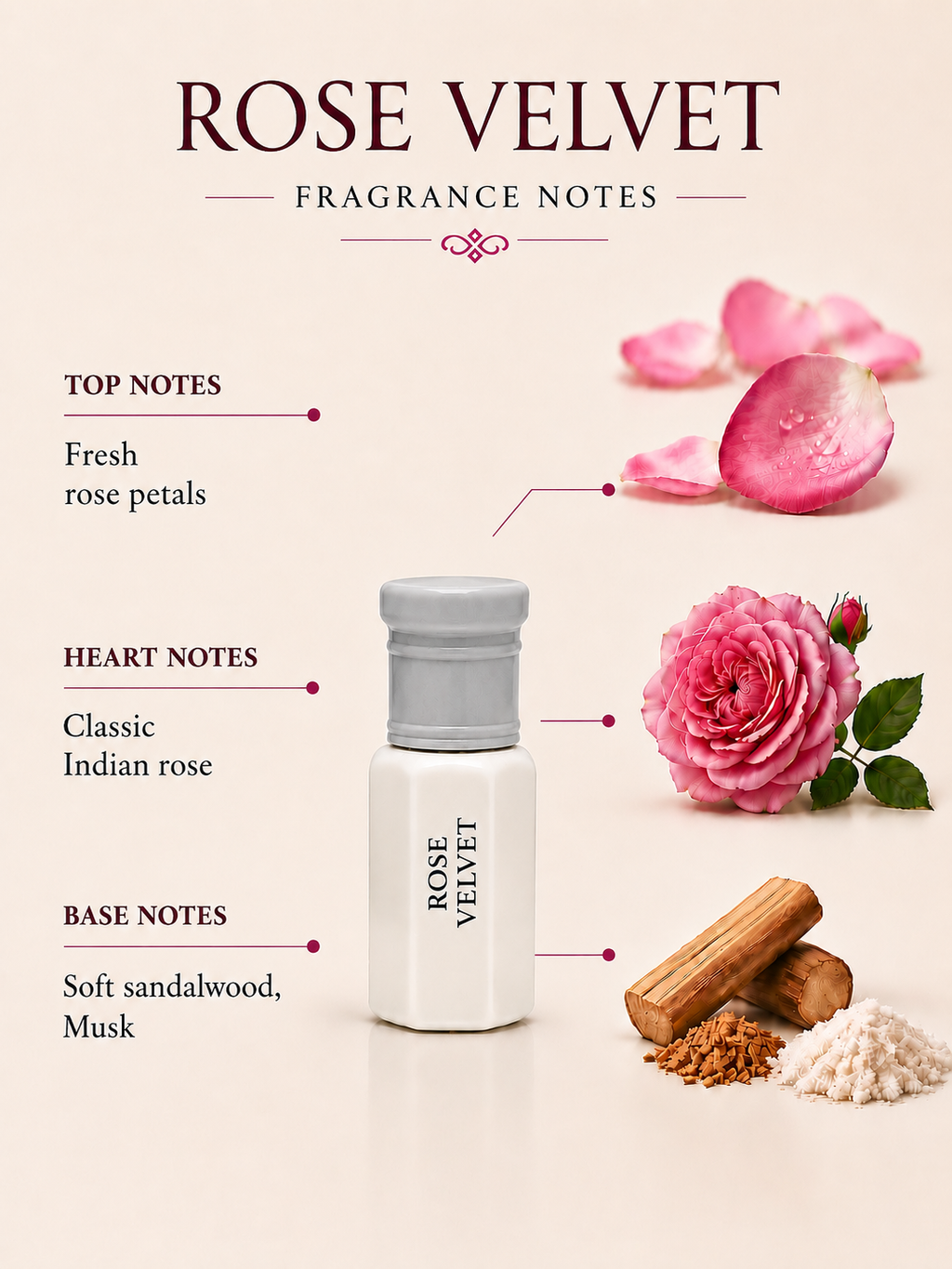 Rose Velvet Attar Oil | Classic Indian Rose Perfume Oil - 6ml