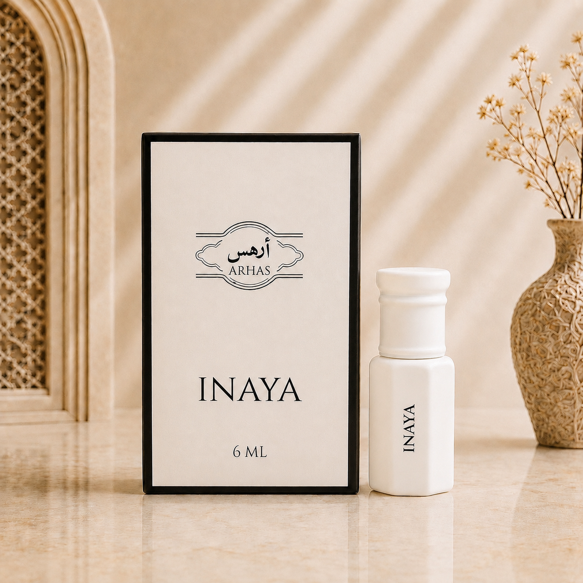 Arhas Inaya alcohol-free perfume oil attar, 6ml bottle with box, Middle Eastern fruity floral  fragrance