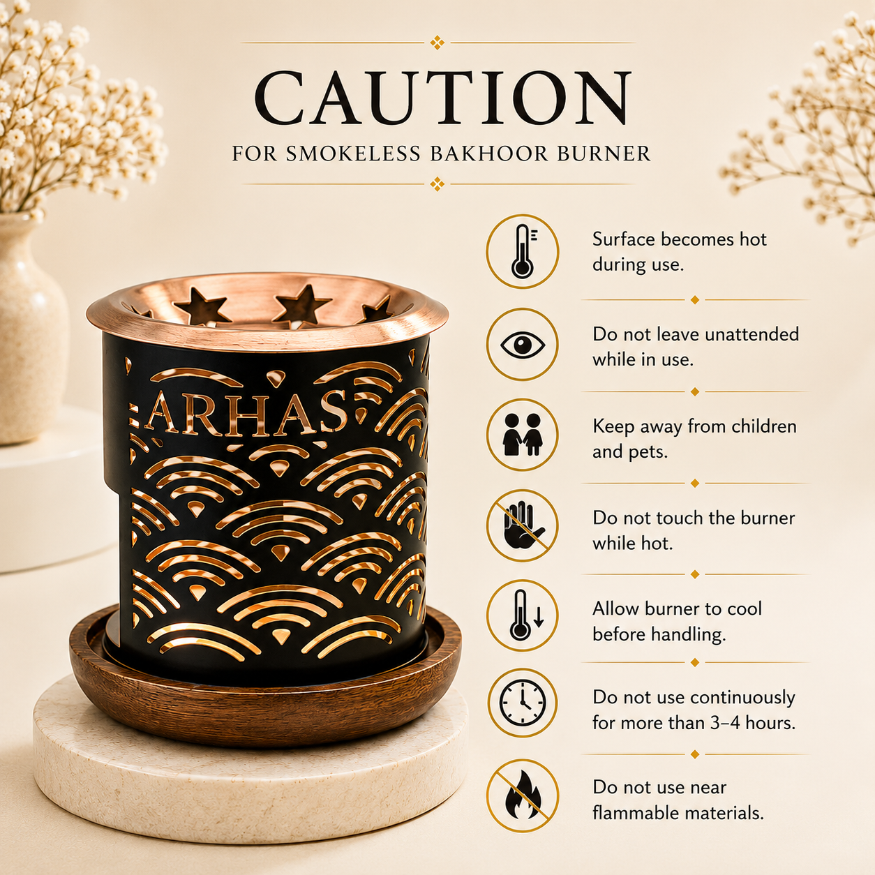 Smokeless Bakhoor Burner | Decorative Tealight Mabkhara