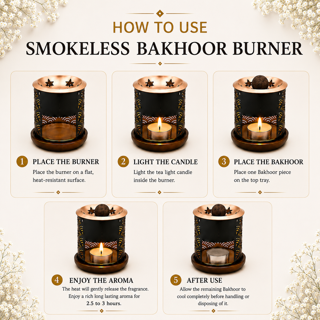 Smokeless Bakhoor Burner | Decorative Tealight Mabkhara