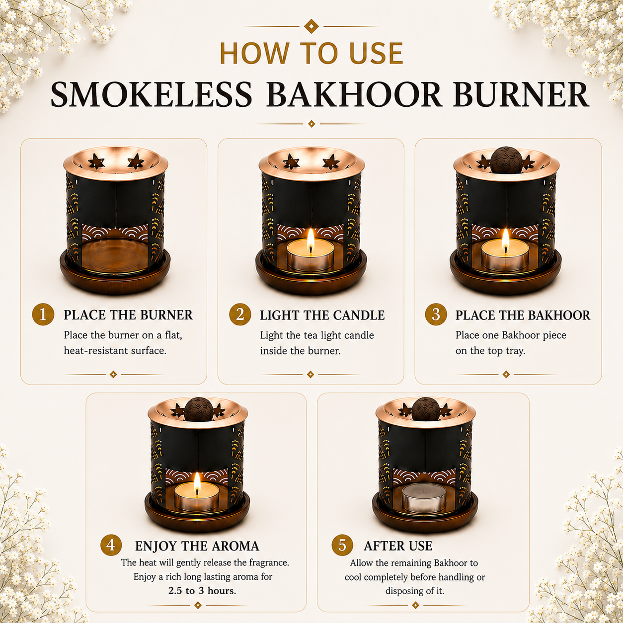 Smokeless Bakhoor Burner | Decorative Tealight Mabkhara