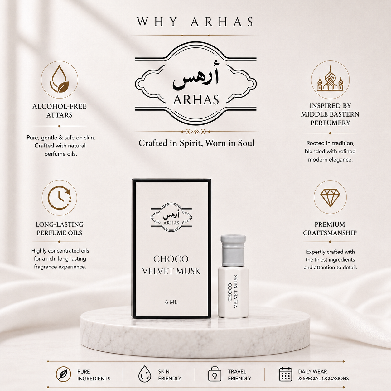 Choco Velvet Musk Attar Oil | Cocoa, Vanilla & Musk - 6ml