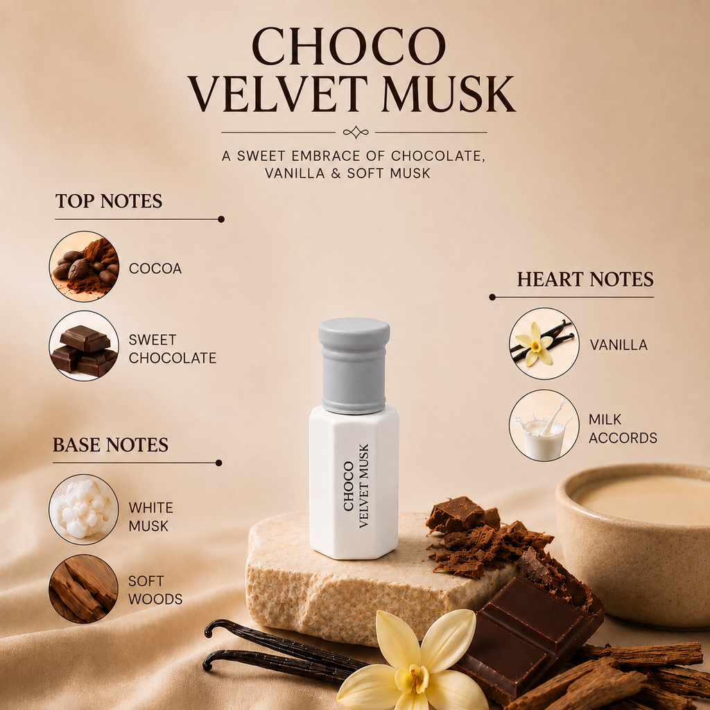 Choco Velvet Musk Attar Oil | Cocoa, Vanilla & Musk - 6ml