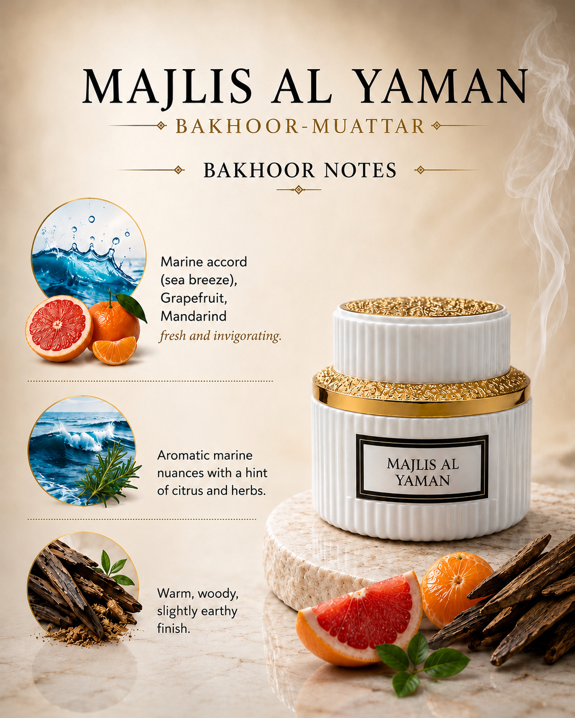 Majlis al Yaman Bakhoor | Fresh Marine Citrus Incense - 50g