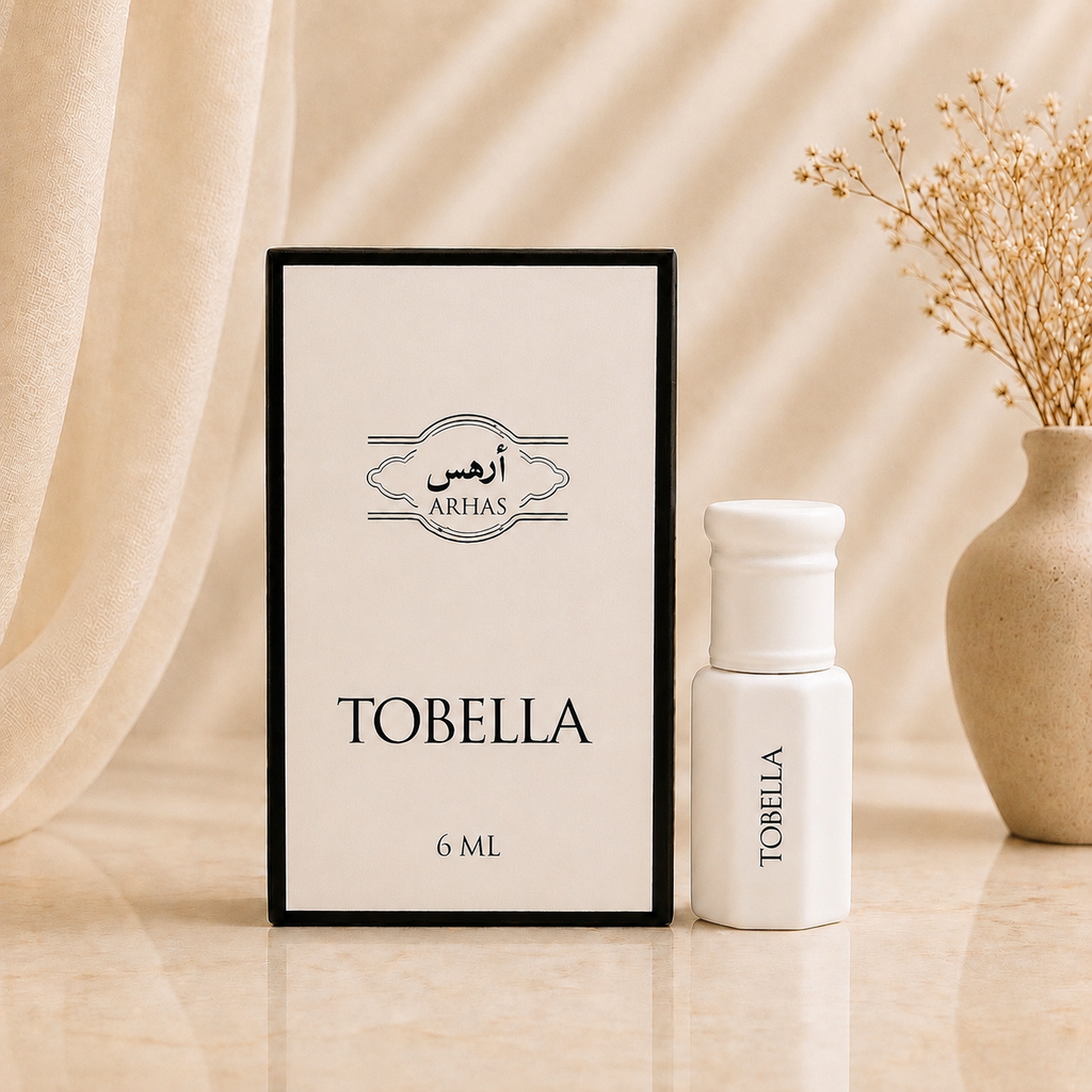 Arhas Tobella alcohol-free perfume oil attar, 6ml bottle with box, Middle Eastern Tobacco fragrance