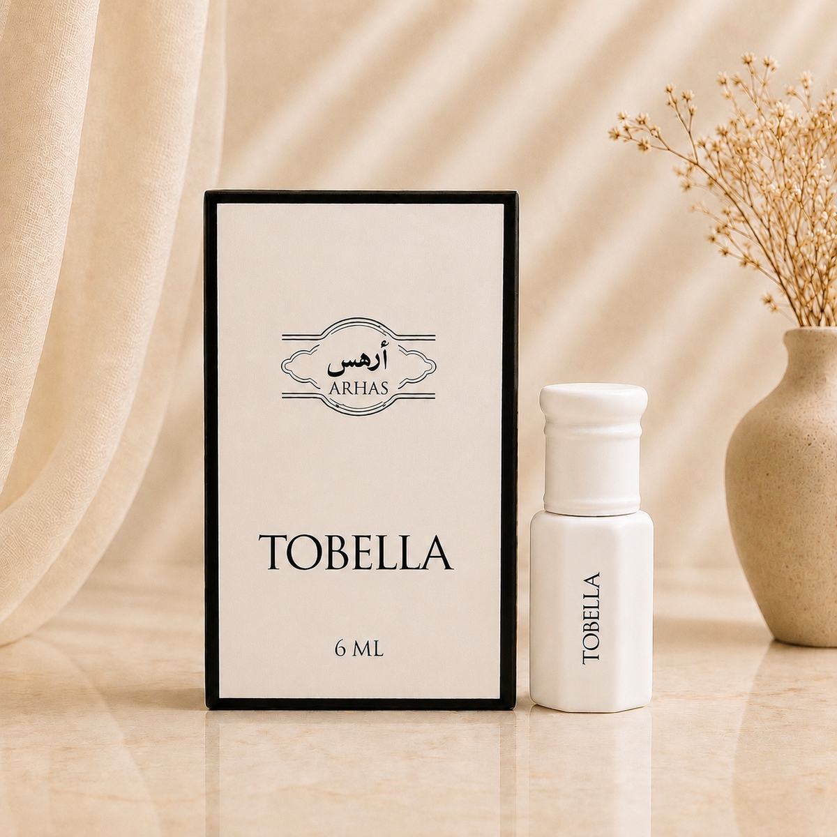 Arhas Tobella alcohol-free perfume oil attar, 6ml bottle with box, Middle Eastern Tobacco fragrance