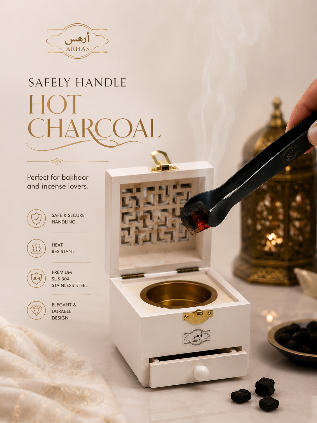 Bakhoor Charcoal Tong | Stainless Steel Incense Tool