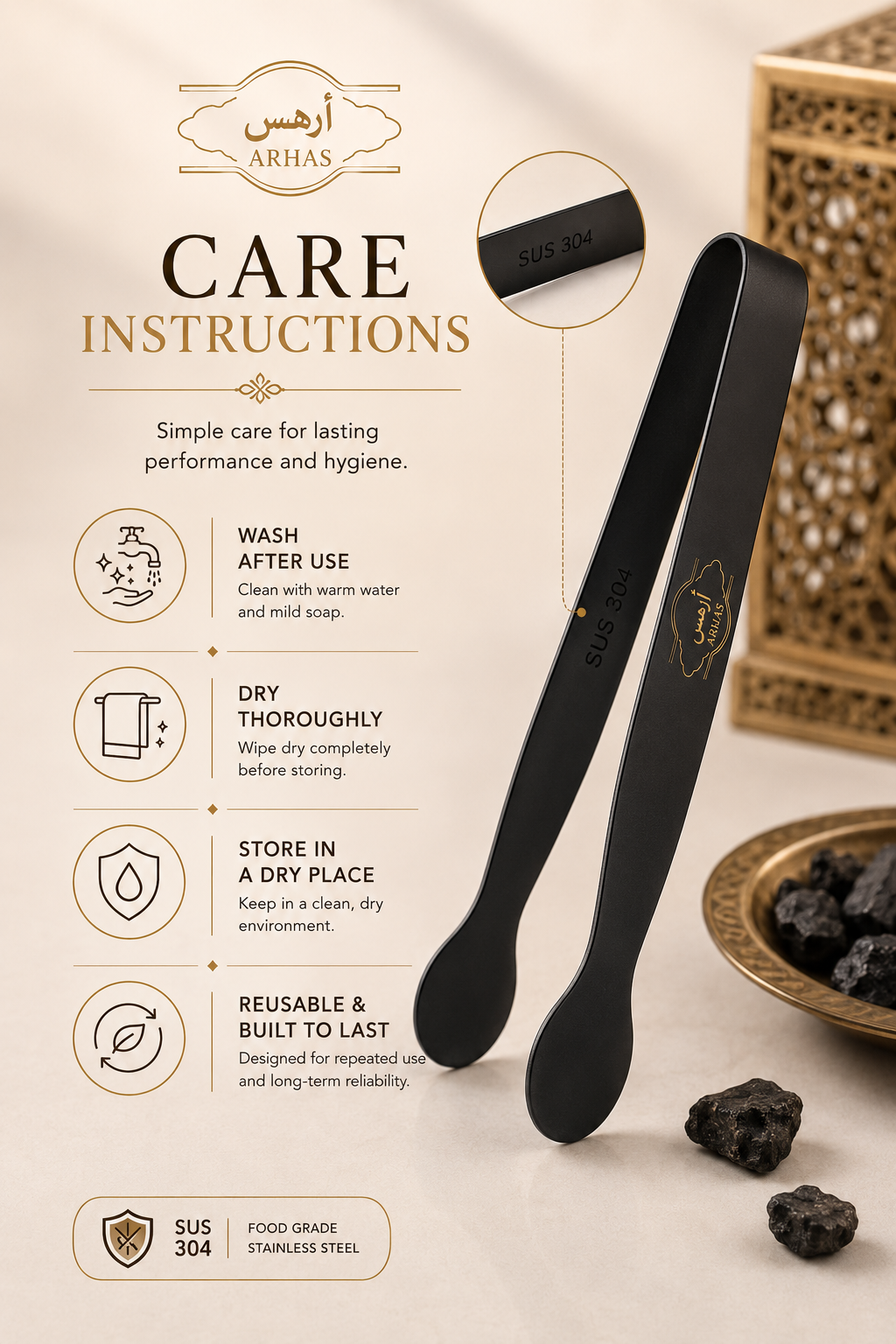 Bakhoor Charcoal Tong | Stainless Steel Incense Tool