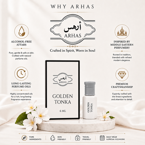 Golden Tonka Attar Oil | Tonka Bean & Vanilla Perfume Oil - 6ml